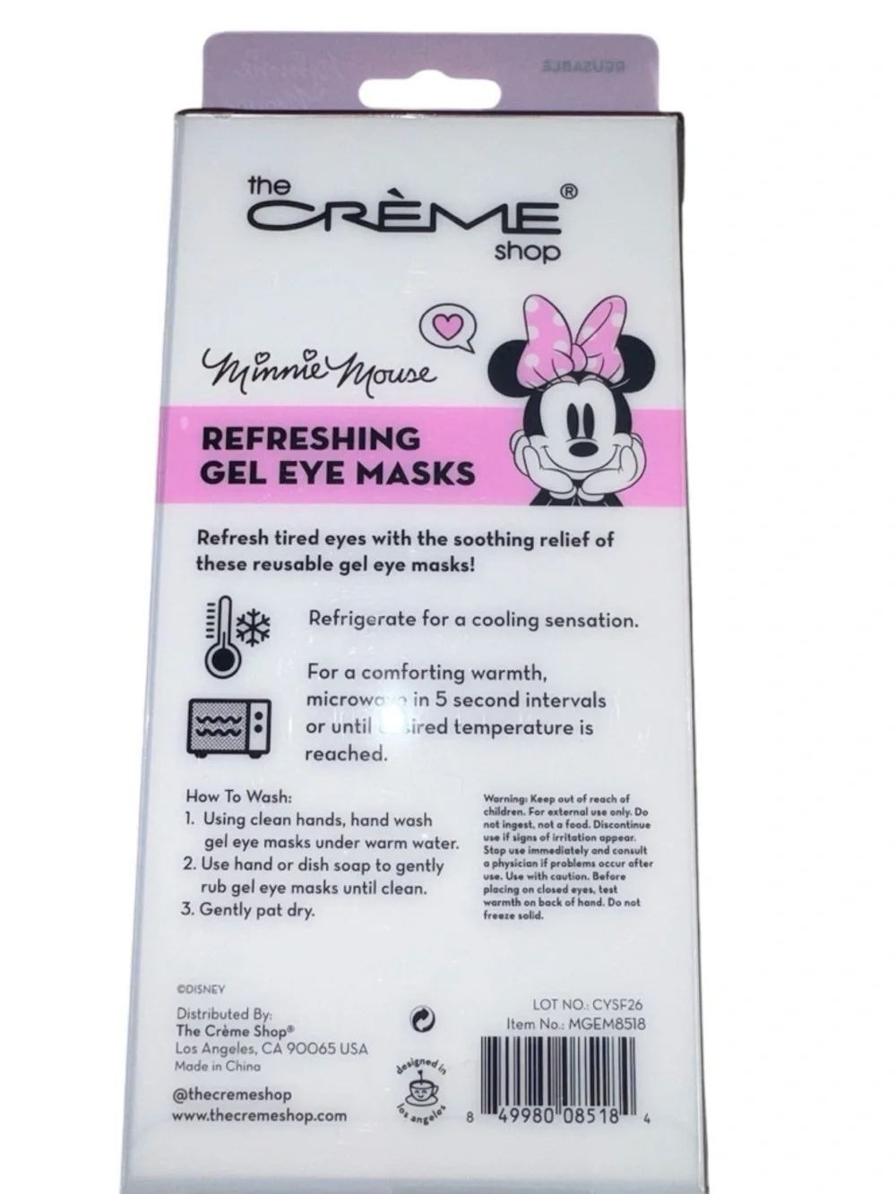 The Crème Shop x Disney Minnie Mouse Pink Refreshing Gel Eye Masks - Set of 2 - Picture 3 of 3